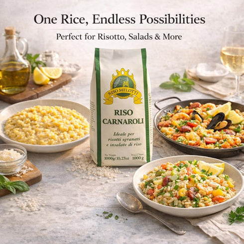 Riso Melotti 2.2 lb (1 Carnaroli Rice kg) Premium Italian Risotto Rice, High Starch for Creamy Texture, Ideal