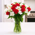 BloomsyBox Forever Blooming Bouquet Fresh Red Roses & White Alstroemeria (Glass Vase