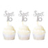 Ercadio Silver Sweet 16 Cupcake Toppers - Glitter Age Sixteen Picks for 16th Birthday Party Cake Decorations, 24 PCS