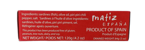 4.2 oz (4.2 (Pack 5)) Matiz Spicy Wild Spanish Sardines in Olive Oil and Piri Piri Pepper, Ounce