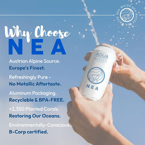 16.9oz (1 Pack 12) NEA Canned Water - Austrian Alps Spring Mineral Can Water in Aluminum Cans - Plastic Free BPA Free