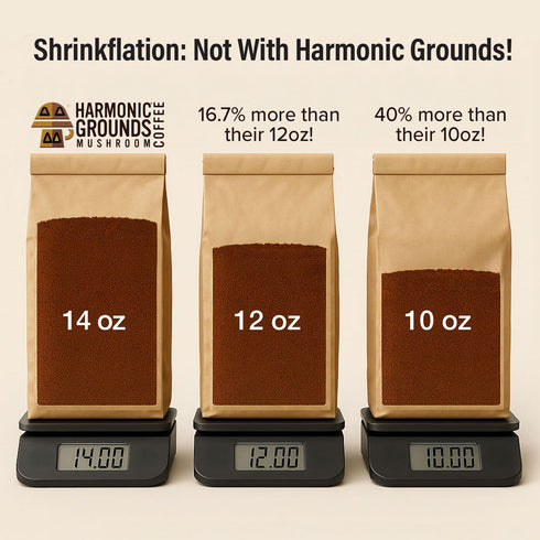 14 oz Harmonic Grounds Medium Roast Mushroom Coffee | Organic Ground Coffee with Functional Mushrooms | Lions Mane