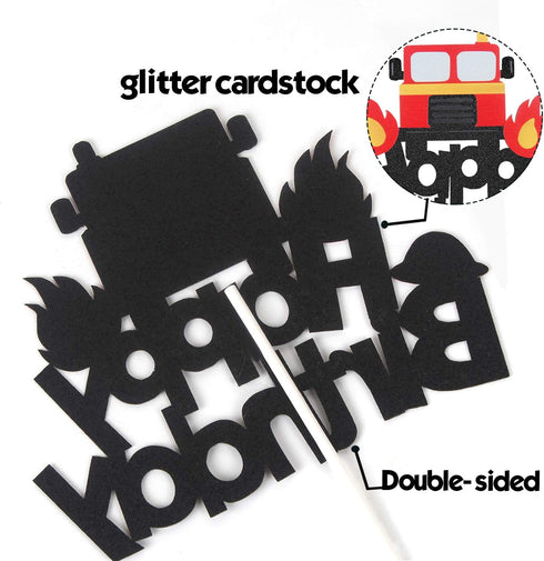 Fire Truck Happy Birthday Cake Topper for Baby Shower Firefighter Fireman Birthday Party Decorations