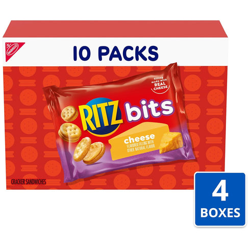 40 Packs (4 (Pack 2) RITZ Bits Cheese Sandwich Crackers, Bulk Lunch Snacks, Snack Boxes)