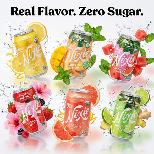Pack 18 Pack Nixie Sparkling Water Variety Flavored Sparkling Water, Lime, Grapefruit, Lemon, Watermelon Mint