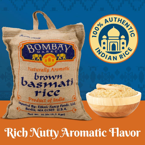 Bombay Market 10-pounds Bombay Basmati Brown Rice, Sack