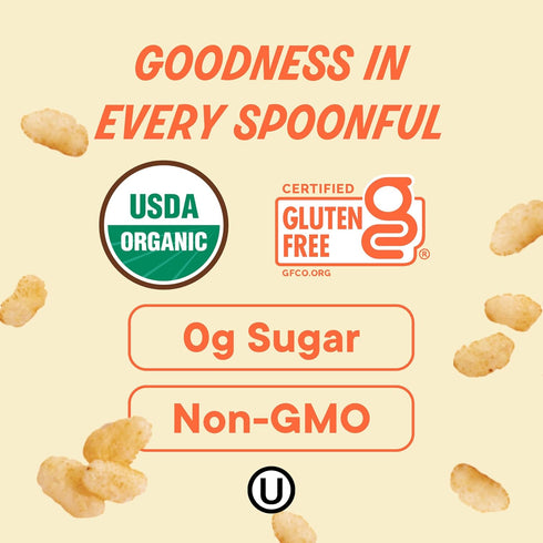 3-Pack, The Real Cereal Company, Organic Brown Rice Crisps Cereal Zero Sugar, Gluten Free, Non-GMO, Made in California