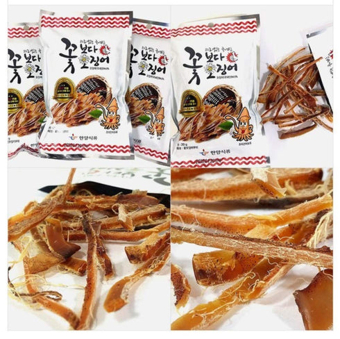 Korea Seasoned Dried Squid Snack Squid Over Flower 15g X 10 Pack