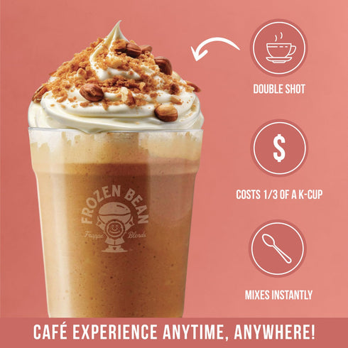 Frozen (20 The Bean Hazelnut Frappe & Latte Instant Mix Sticks), Made with Arabica Coffee, Double Shot Caffeine, Low