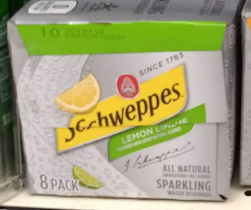 Schweppes Lemon Lime Sparkling Seltzer Water 12 fl oz x 8, pack of