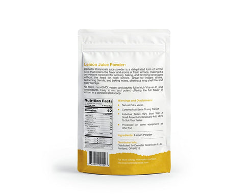 Demeter Botanicals 12 100% Lemon Juice powder, Ounces | Cold Pressed Lemons | Natural Fruit | No Added Sugar