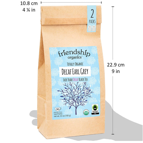 Friendship Organics Decaf Earl Grey Tea Bags - Organic and Fair Trade, 36 Count