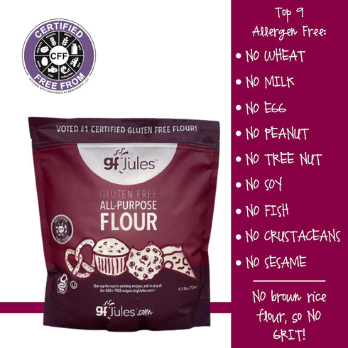 #1 4.5LB gfJules Certified Gluten Free All Purpose Flour | No Grit | Great Cup for Cup Baking Alternative to Regular