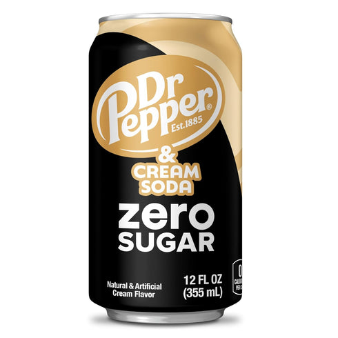12 oz 12 pack DR PEPPER and Cream Soda Zero Sugar, fl cans