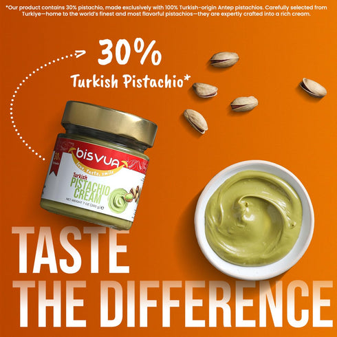 30%, 7 Oz (200g) BISVUA Premium Pistachio Cream Natural Sweet Pistachio Butter Spread for Dubai Chocolate Bar, Knafeh