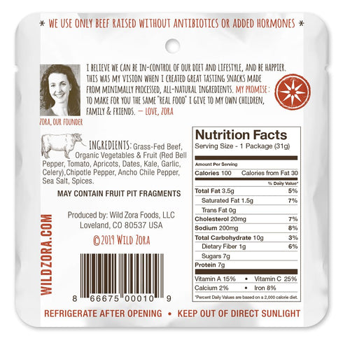 Wild Zora Meat & Veggie Bars, Variety 5-Pack, Natural Jerky Snacks, Healthy Paleo, Gluten Free