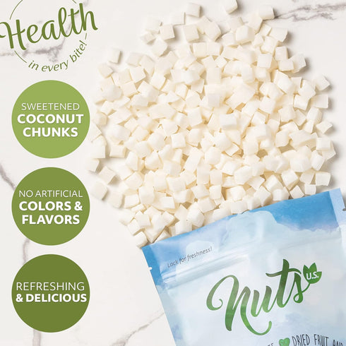 (2 LBS) NUTS U.S. Coconut Chunks | Sweetened |No Artificial Colors or Flavors | Refreshing and Delicious Coconut Flavor