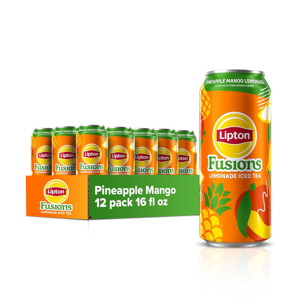 Lipton Fusions, Pineapple Mango Lemonade Iced Tea, 16 Fl Oz Cans (Pack