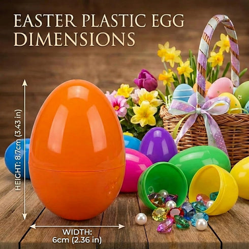 SAILYLENCEY 12-Pack 3.43 inch 6 Large Plastic Easter Eggs with Secure Lock - Assorted Colors, Fillable & Reusable