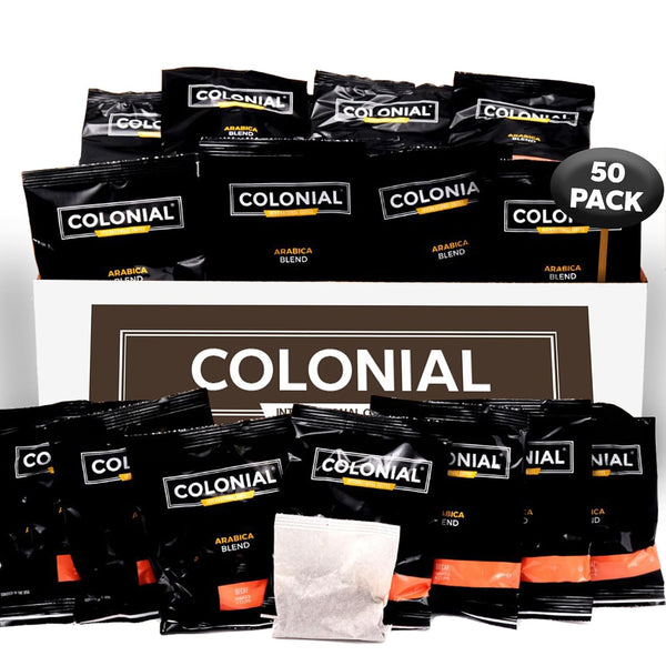 Colonial In-Room Decaf Ground Coffee Filter Packs for Hotel Rooms, Decaffeinated Dark
