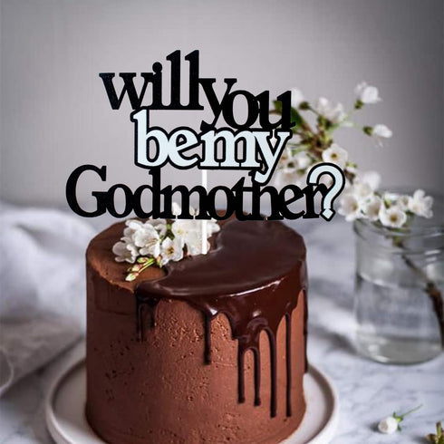 LHCING Will be my Godmother Birthday Cake Topper - New Godmother Announcement Party Cake Topper - Godparents Proposal