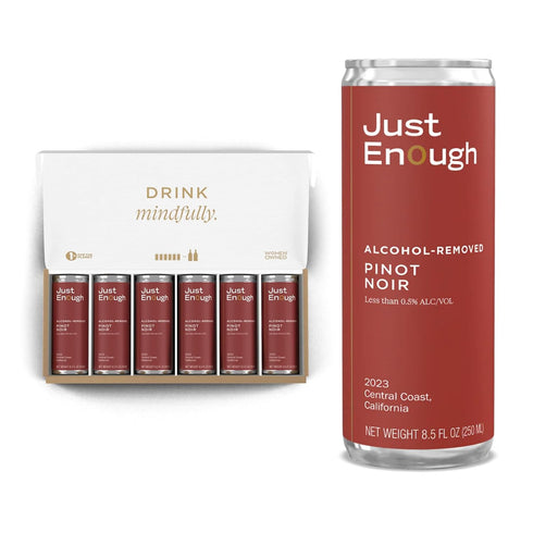 6 Pack Just Enough Wines Pinot Noir Alcohol Removed | Non-Alcoholic Red Wine, Cans | Central Coast California, Low