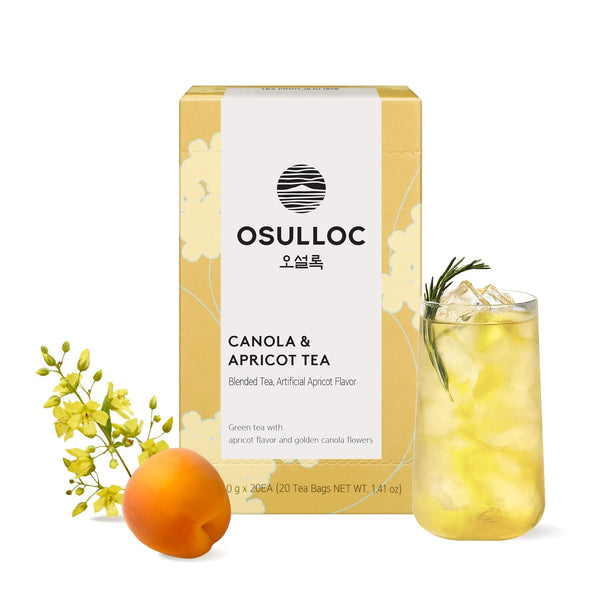 OSULLOC Canola & Apricot Tea - Premium Blended Tea from Jeju, 20 Count Tea Bag Series