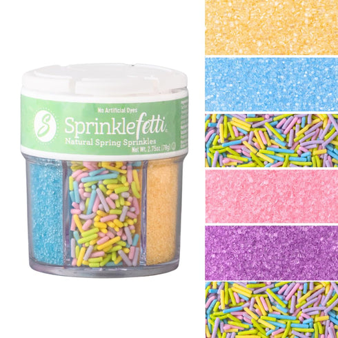 Sweets Indeed Dye Free Pastel Sprinkles 6 Cell, Yellow Blue Purple and