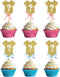 ALISSAR 30-pack Glitter Gender Reveal Cupcake Toppers, Baby Shower Party Decoration Supplies for Boy or Girl