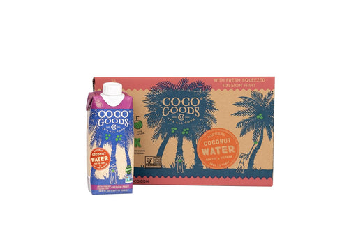 CocoGoods Co Single-Origin Natural Coconut Water with Fresh Passion Fruit Juice 16.9