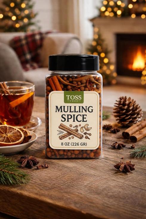 8 oz TOSS Mulling Spice Blend Jar | Cinnamon, Cloves, Allspice, Orange Peel & More | Perfect for Mulled Wine, Hot