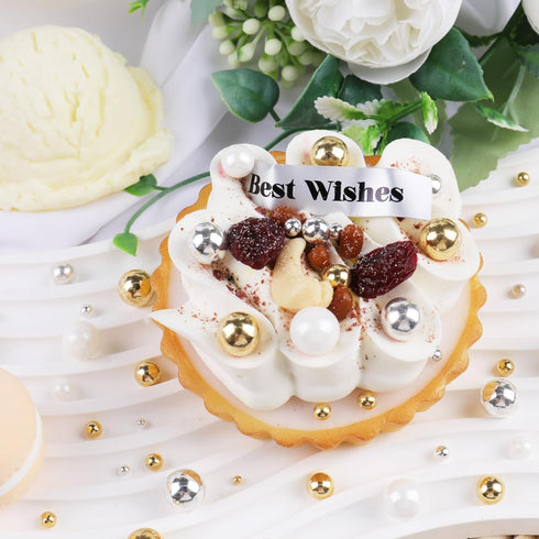 4 130g/4.6oz, (2mm, 4mm, 7mm, 1cm) White Pearl Sprinkles for Cake Decorating, Sizes Sugar Cupcake, Ice Cream, Donuts