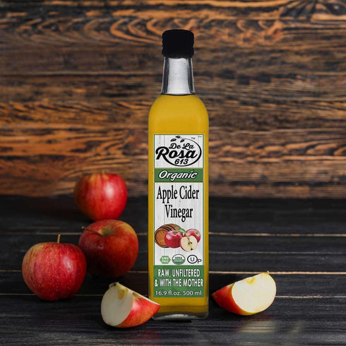16.9 oz De La Rosa Organic Apple Cider Vinegar, Raw & Unfiltered with The Mother, Kosher for Passover, Vegan
