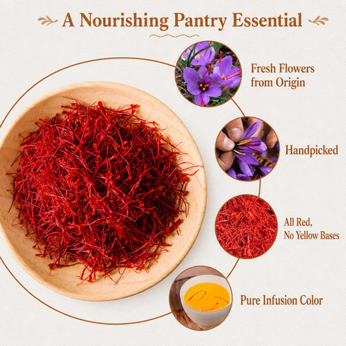 100% 3g Premium Saffron Threads Pure Natural Saffron Spice | Hand-Picked Red Stigmas | Gourmet Cooking, Herbal Tea