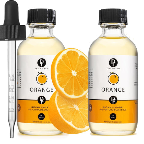 Dolce Flav Natural Orange Extract 2 Ounce Oil-Soluble Kosher, Sugar-Free, Concentrated Citrus