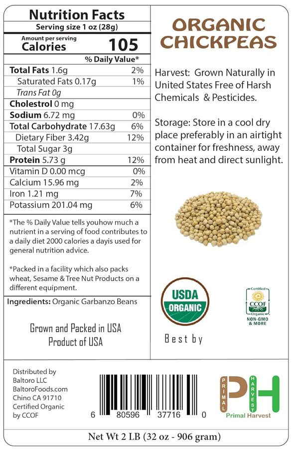 (ChickPeas)-Raw/Non-GMO/Kosher-7LB USA Grown Organic Garbanzo Beans