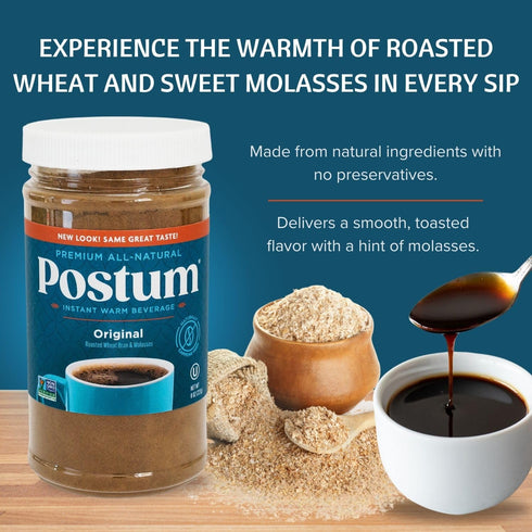 (3x8oz) Postum Coffee Substitute Original | Coffee Alternative Caffeine Free with Roasted Wheat Bran & Molasses |