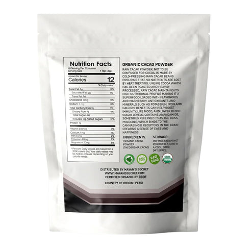 (1 (Pack 2)) Mayans Secret - Organic Cocoa Powder Unsweetened Raw Cacao Powder Organic for Smoothie, Coffee and Drink