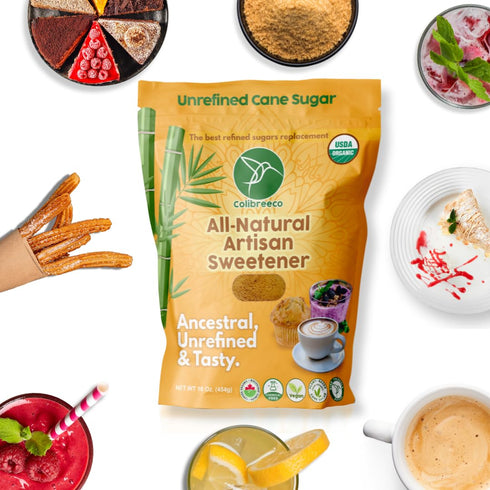 1 (Pack 6): Colibreeco, Organic Unrefined Cane Sugar, Pound of Perfect for Sweetening Drinks & Recipes | Unprocessed