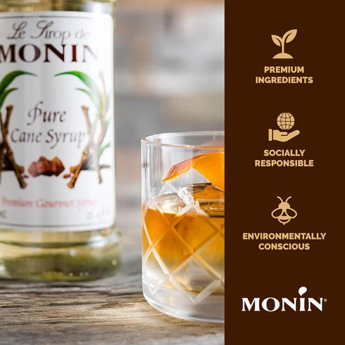 (750 ml) Monin - Pure Cane Syrup, Pure and Sweet, Great for Coffee, Tea, and Specialty Cocktails, Gluten-Free, Non-GMO