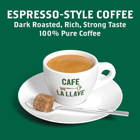 10 oz (Pack 4) Cafe La Llave Dark Roast Ground Espresso Coffee, Bricks of Cuban Style, Bold & Rich Flavor