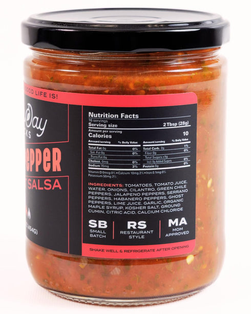 16 oz Sixth Day Snacks Ghost Pepper Xtra Hot Salsa | Intense Heat with Real Flavor | Small Batch, Clean Ingredients |