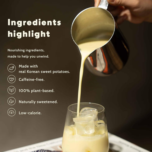 KimlyParc 10 oz (10 Korean Sweet Potato Latte Mix, Real Goguma Powder, Allulose Sweetened, Vegan, Caffeine Free, Dairy