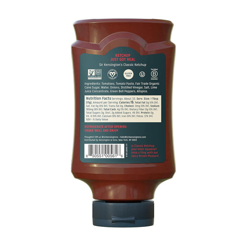 20 oz Pack 2 Sir Kensington's Classic Ketchup, Ketchup From Whole Tomatoes, No High Fructose Corn Syrup, Gluten Free