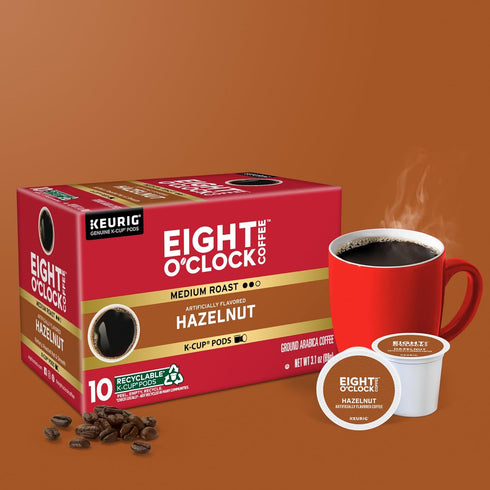 60 Count Eight O'Clock Coffee Hazelnut, Single-Serve Coffee K-Cup Pods, Medium Roast