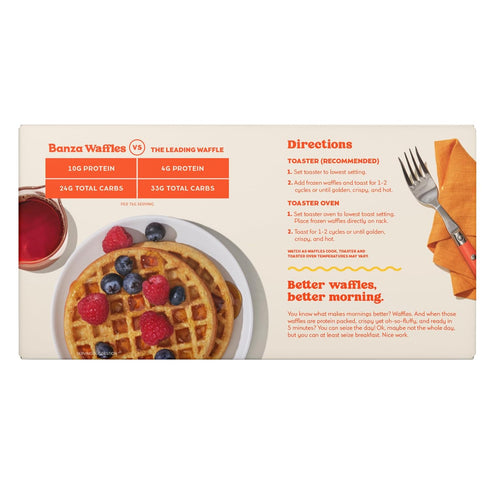 Frozen 8oz Banza Homestyle Protein Waffles, Waffles from Chickpeas - High Protein, Gluten Free, Lower Carb Toaster