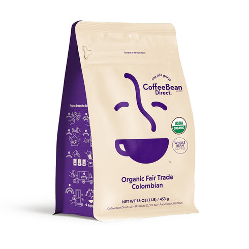 Coffee Bean Direct Organic Fair Trade Colombian, Whole Bean Coffee, Arabica Coffee,