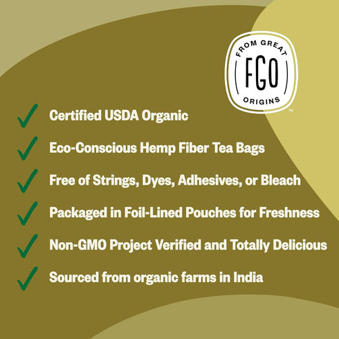 FGO Organic Ginger Tea - 100 Count, Eco-Conscious Tea Bags, Caffeine Free, Packaging May Vary