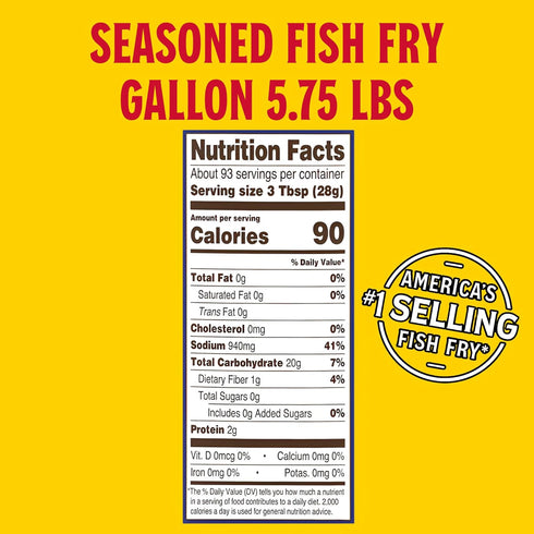 1 (Pack 1) Set) Louisiana Fish Fry Seasoned Fish Fry Seafood Breading Mix Gallon of - Season and Cook All Your Fish