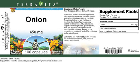Terravita 450 (100 521007) Onion - mg Capsules, ZIN: